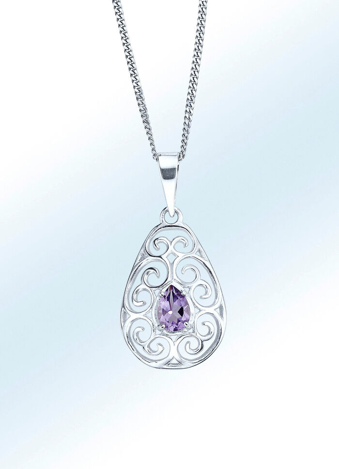 Anhänger mit Panzerkette und echtem Amethyst 