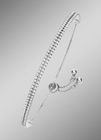 Elegantes doppelreihiges Armband mit synth. Zirkonia 