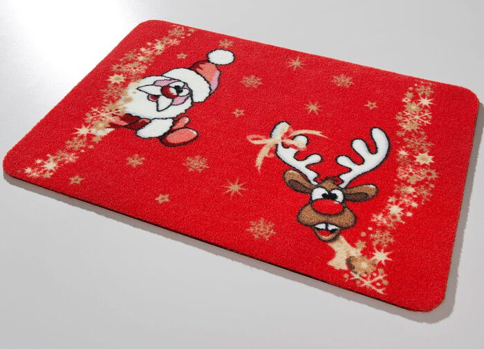 Weihnachtliche Fu&szlig;matte mit Latex-R&uuml;ckseite 