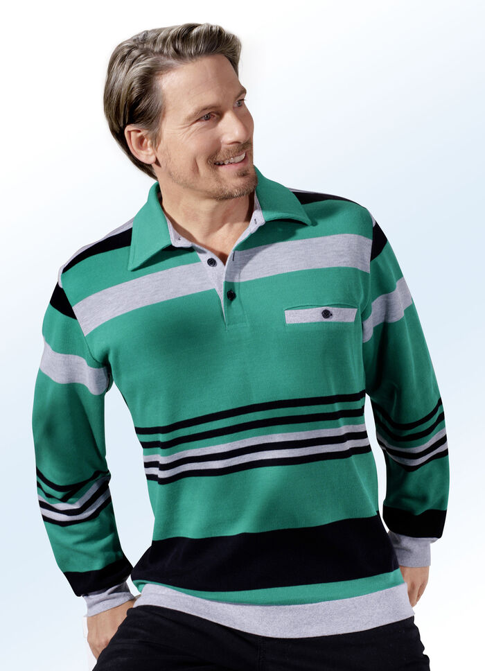 Poloshirt mit kurzer Knopfleiste 