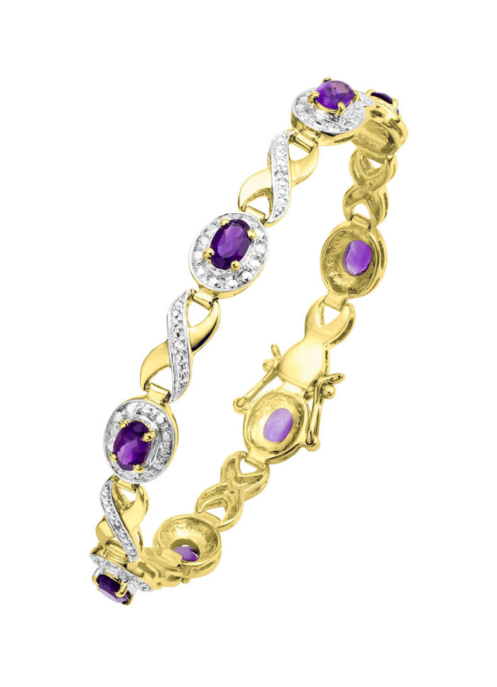 Armband in Bicolor, mit echt Amethyst und echt Weißtopas 