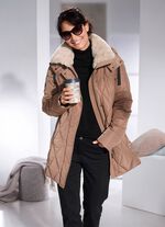 Jacke mit Kunstpelz-Besatz am Kragen 