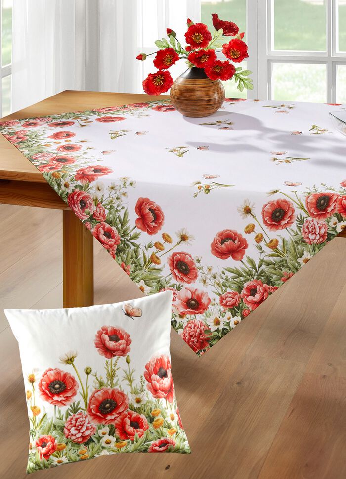 Tisch- und Raumdekoration mit Mohnblumen-Motiv 