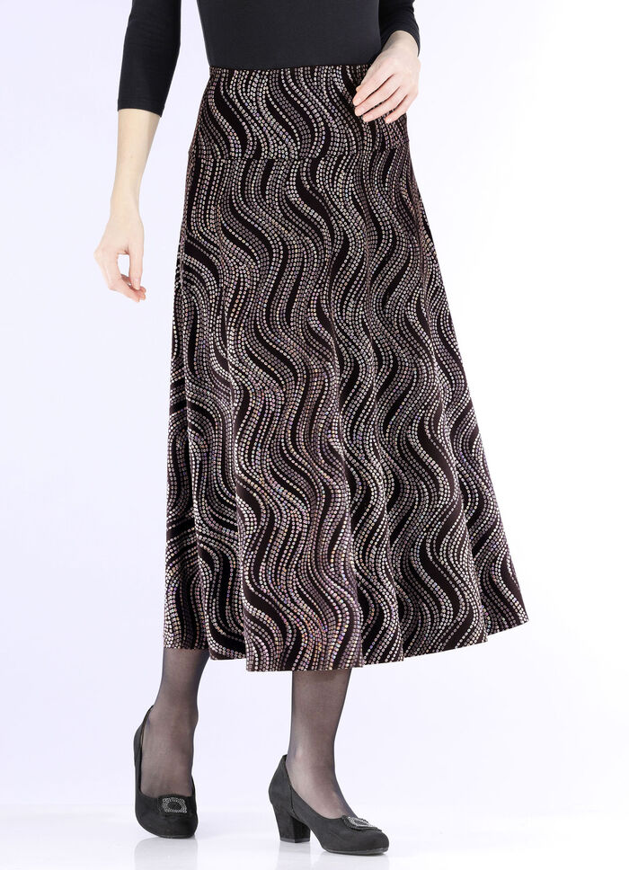 Rock mit edel schimmerndem Glanzdruck SCHWARZ-BRAUN-MULTICOLOR