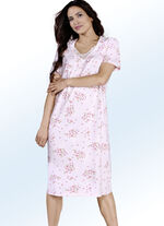 Dreierpack Nachthemden mit Stickereispitze, wadenlang sowie kurzen &Auml;rmeln 