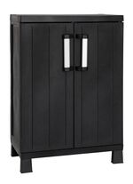 Ger&auml;teschrank Garage mit Holzlamellen-Effekt 