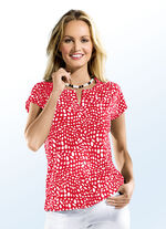 Shirt mit dekorativem Schlitz in 4 Farben ROT-WEISS
