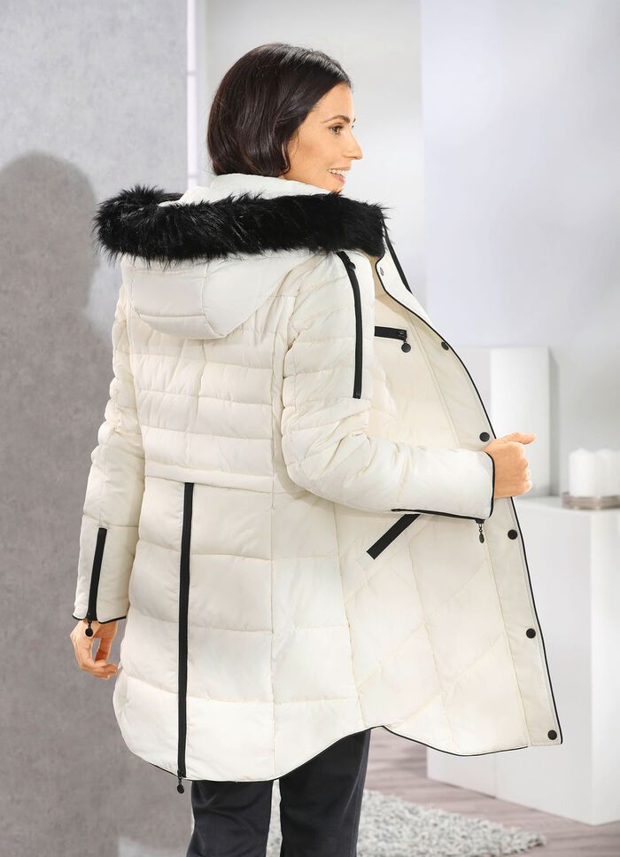 Kurzmantel mit Kunstpelz-Innenausstattung in der Kapuze 