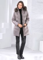 Kurzmantel mit abnehmbarem Kunstpelz-Besatz GRAU