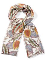 Schal mit verspieltem Herbstbl&auml;tter-Dessin ECRU-BUNT