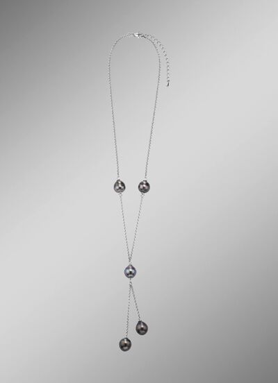 Halskette mit Tahiti-Zuchtperlen in Tropfenform 