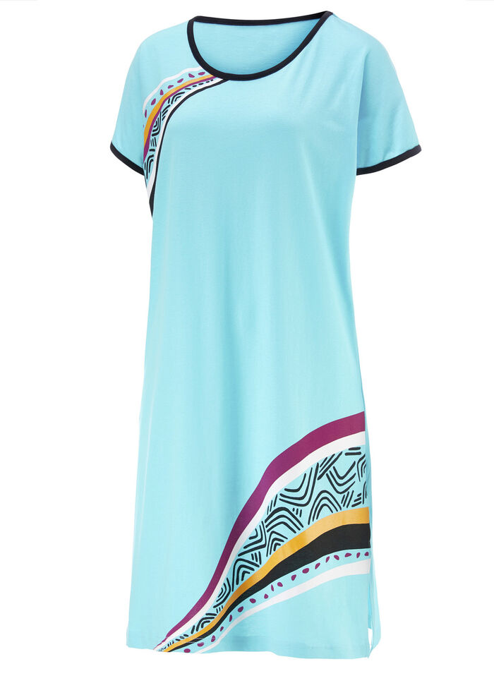 Zweierpack Nachthemden, k&uuml;rzer geschnitten aus Baumwolle 1X T&Uuml;RKIS, 1X KORALLE