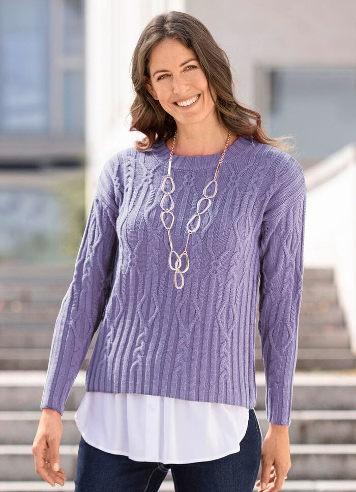 Pullover in Strukturmix FLIEDER