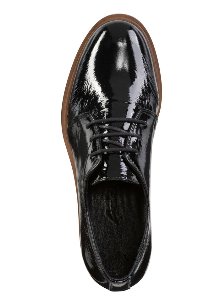 Andrea Conti Schn&uuml;rschuh aus edlem Knautschlackleder SCHWARZ