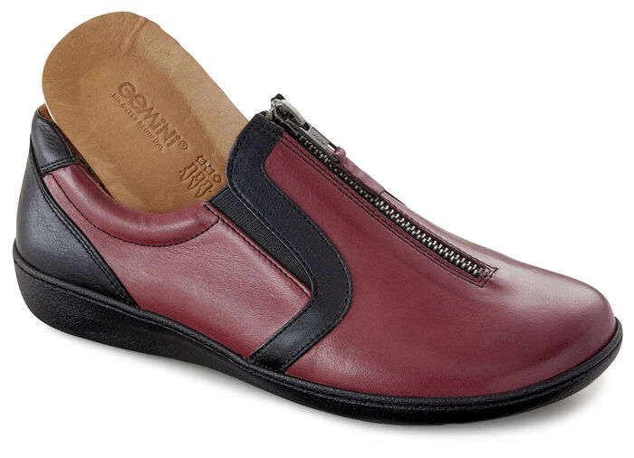 Gemini Slipper mit praktischem Reißverschluss BORDEAUX-SCHWARZ