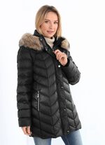 Daunenjacke mit abnehmbarer Kapuze 