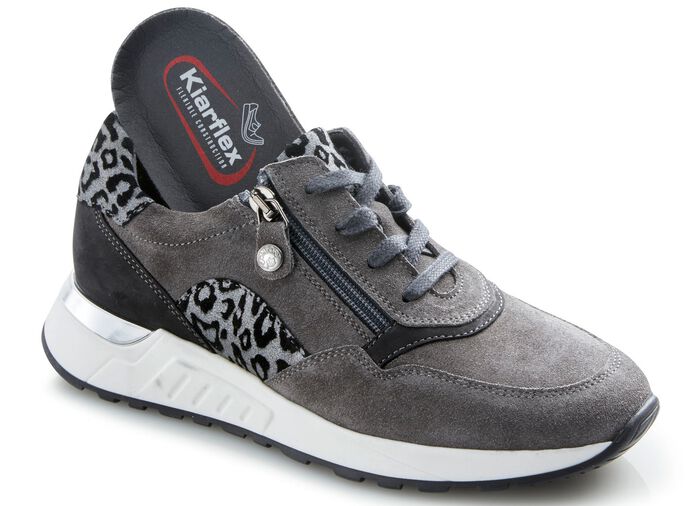 Schn&uuml;rschuh mit Raubtier-Pr&auml;gung GRAU