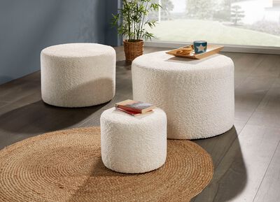 Hockerset, 3-teilig, mit angenehm flauschigem Stoff 