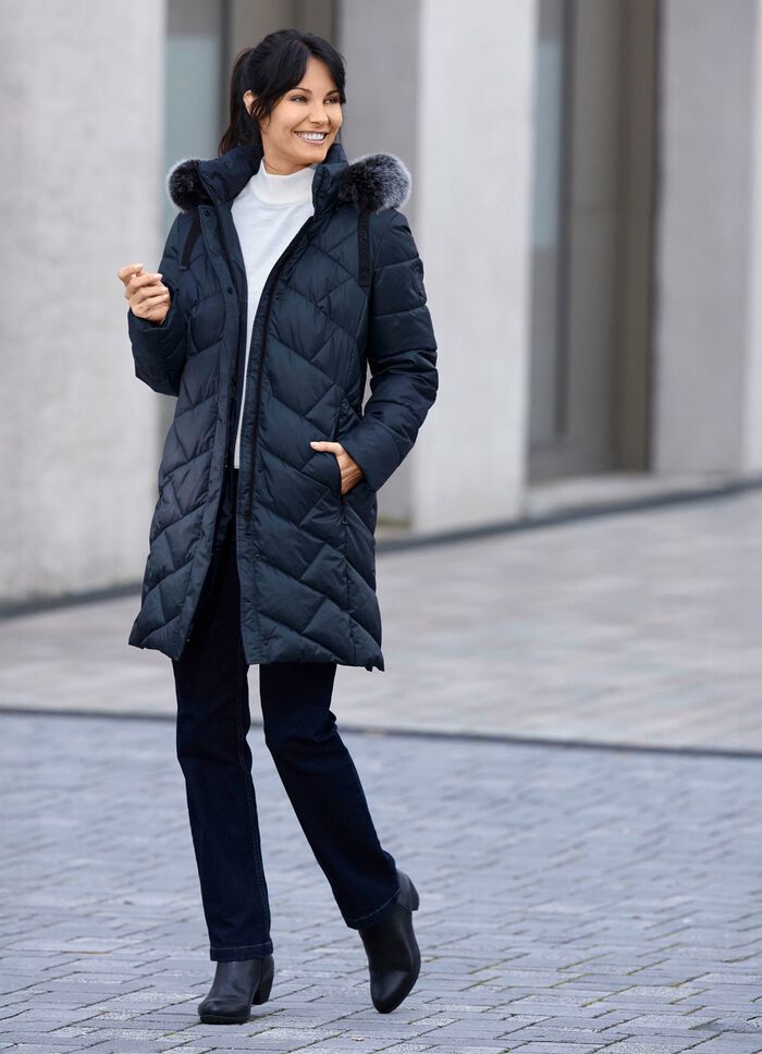 Kurzmantel mit abnehmbarem Kunstpelz-Besatz NAVY