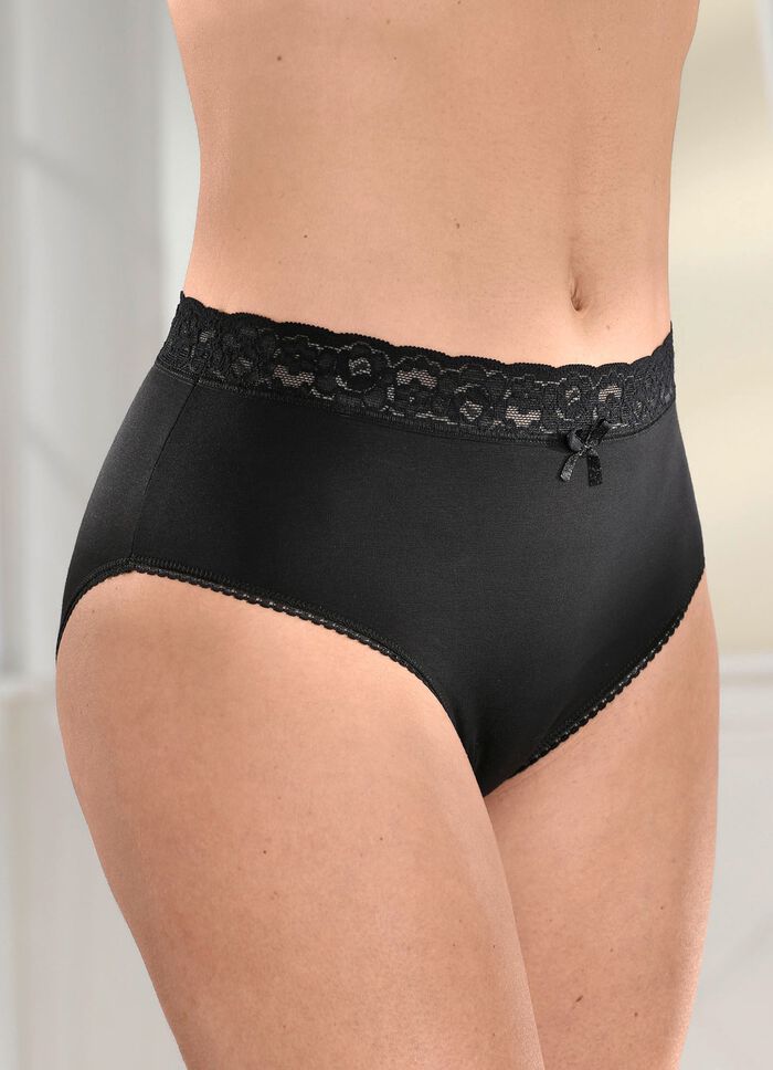 Viererpack Slips mit elastischem Spitzenbund 