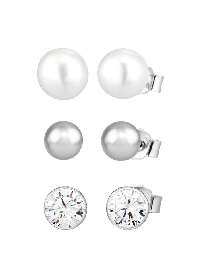 Elegantes Ohrstecker-Set aus Silber, 3 Paar 