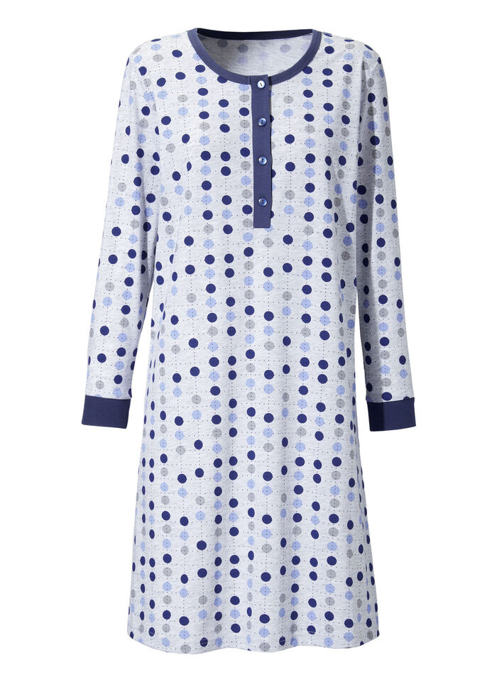 Zweierpack Nachthemden, Langarm mit Knopfleiste und Bündchen MARINE/TÜRKIS