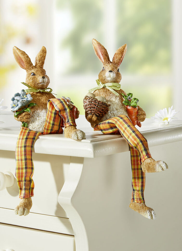 Kantenhocker, 2er-Set, aus Kunststein und Textilmaterial 