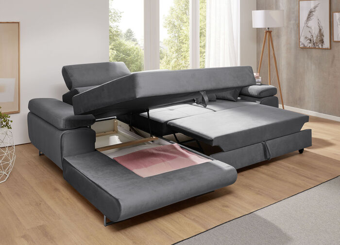 Polstermöbel mit Funktion und verstellbaren Kopfstützen GRAU