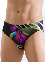 Badehose in Slipform mit platziertem Druckdessin 