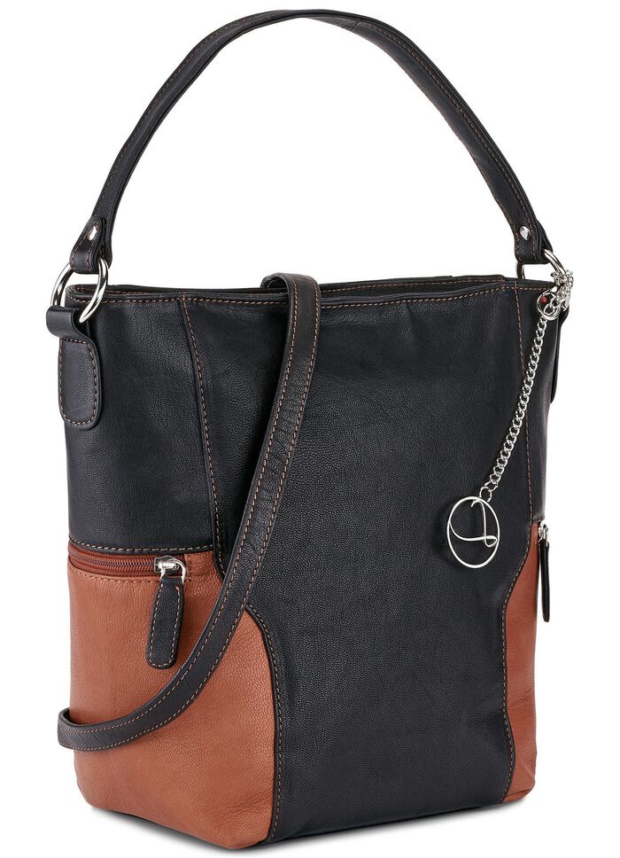 Laurina Tasche aus Chevrau-Nappaleder SCHWARZ-COGNAC