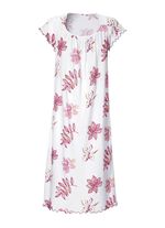 Nachthemd, Kurzarm mit Rundhals WEISS-KIRSCHROT