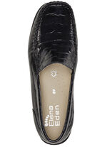 ELENA EDEN Mokassin-Slipper aus krokogeprägtem Chevreauleder SCHWARZ
