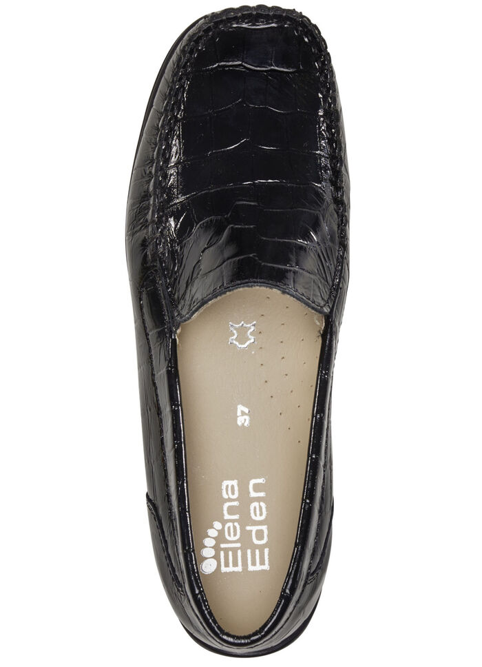 ELENA EDEN Mokassin-Slipper aus krokogeprägtem Chevreauleder SCHWARZ