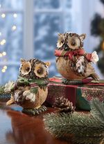 Eulen aus Polyresin, 2er-Set 