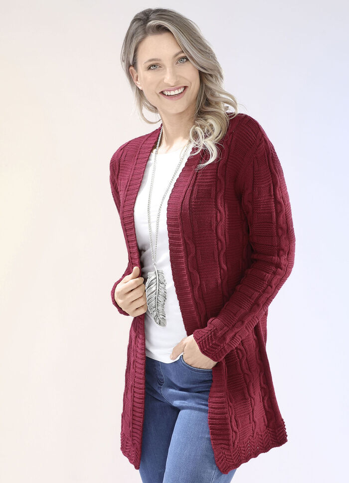 Strickjacke in Strukturmix WEINROT