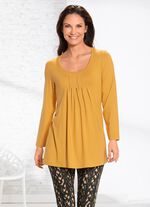 Longshirt mit Pl&auml;ttchenzier in 2 Farben HONIG