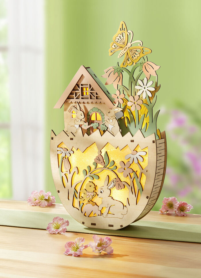 Beleuchtete Holzdekoration 