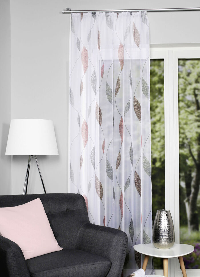 Store mit Punktewelle-Dessin ROT-GRAU