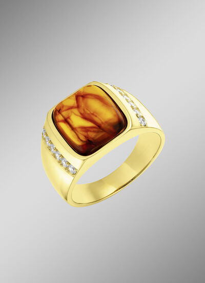 Herrenring mit echtem Bernstein  Herrenring mit echtem Bernstein