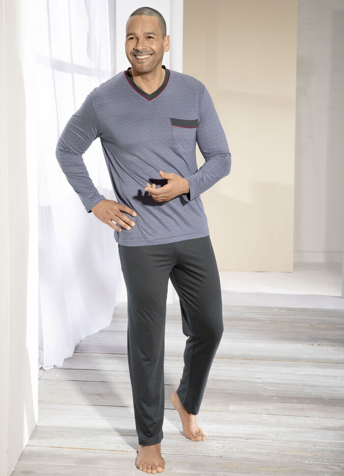 Schlafanzug mit Modal, V-Ausschnitt und Brusttasche 