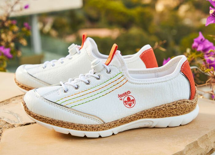 Rieker Sneaker mit elastischem Schnellschn&uuml;rsystem mit Stopper WEISS-BUNT