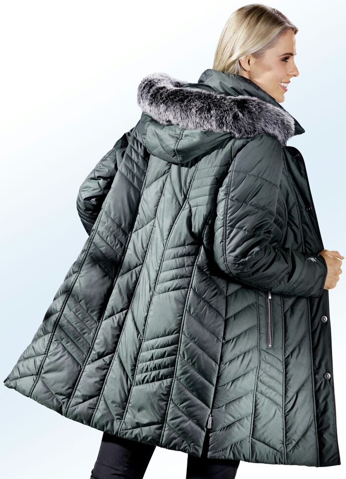 Kurzmantel mit abnehmbarer Kapuze TANNENGRÜN