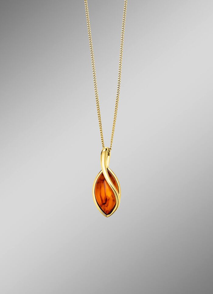 Vergoldeter Anh&auml;nger mit echtem Bernstein 