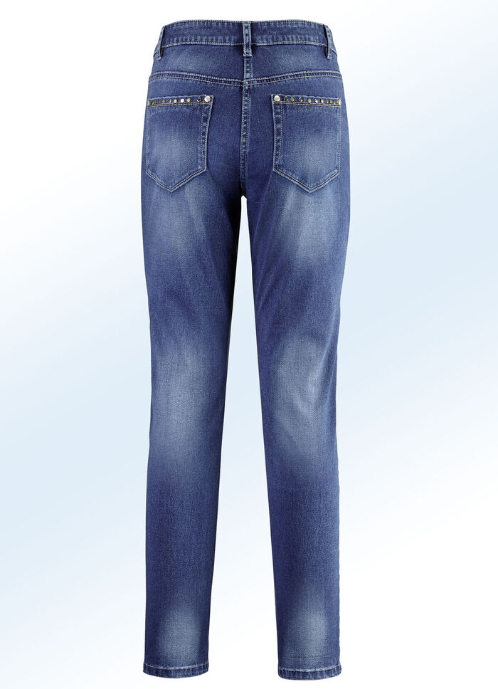 Jeans mit sch&ouml;nem Nietenbesatz JEANSBLAU