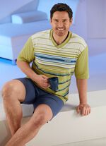 Shorty mit V-Ausschnitt und Ringeldessin vorne 