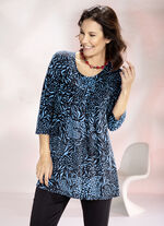 Longshirt mit Faltenlegung in 3 Farben SCHWARZ-JEANSBLAU