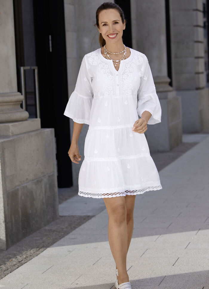 Kleid, 2-tlg. mit Ton-in-Ton Stickerei 