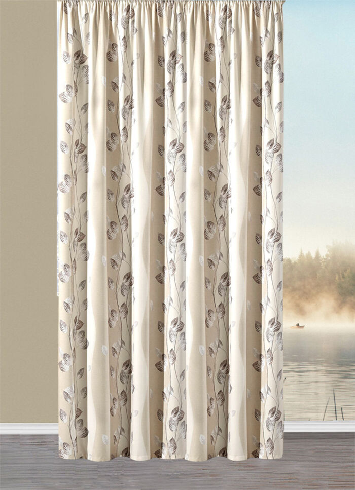 Übergardine aus Satin mit Universalschienenband BEIGE