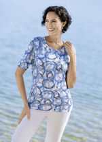 Shirt mit grafischem Dessin WEISS-AZURBLAU-GRAU