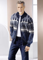 Jacke mit Jacquarddessin MARINE-ECRU-BLAU